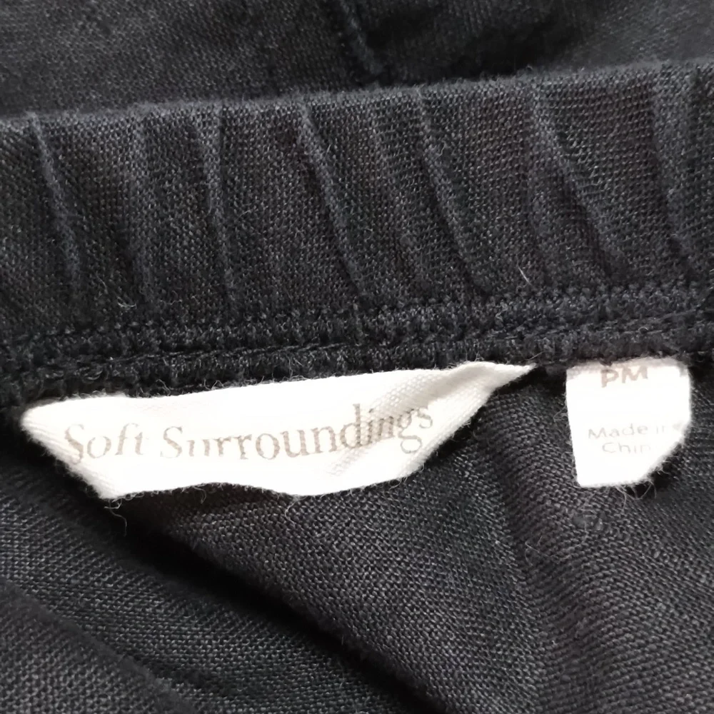 Soft Surroundings Linen Tiered Skirt Black PM Petite Medium - Picture 6 of 7